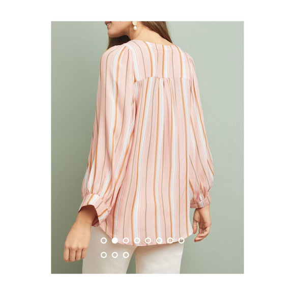 Anthropologie Maeve Brenda Peasant Top Blouse in Pink Stripes, Size XS - Picture 11 of 16